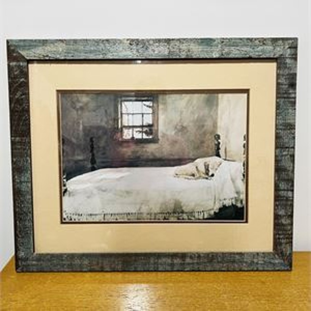 Andrew Wyeth Master Bedroom Framed Print Yellow Lab Dog Rustic Wood Frame